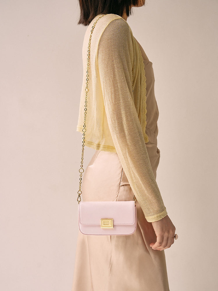 Clouds Gazing upon Flowers Book Lock Baguette Bag-Mini