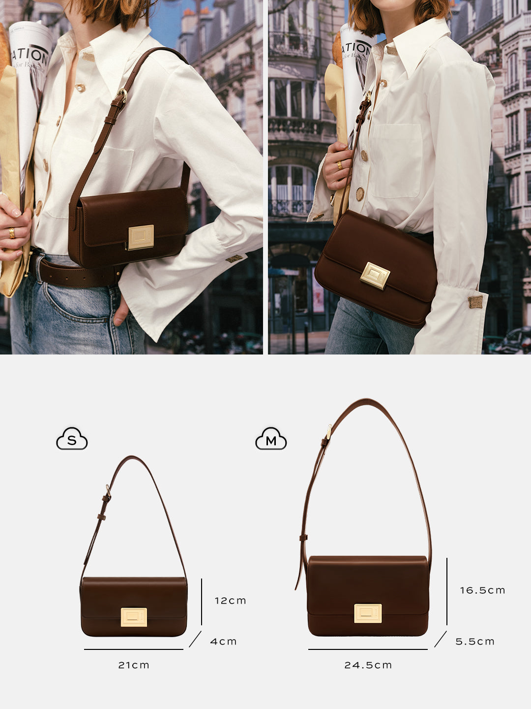 Book Lock Baguette Bag-S